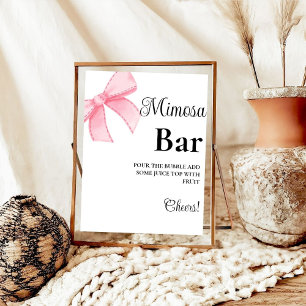 Pink Bow Bachelorette Mimosa Bar Table Sign