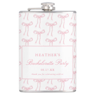 Pink Bow Bachelorette Party Favours Hip Flask