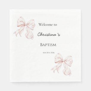 Pink Bow Baptism Napkins
