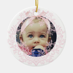pink bow Baptism thank you  Ceramic Tree Decoration