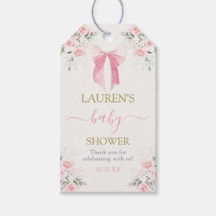 Pink Bow Bear Baby Shower Girl Gift Tag
