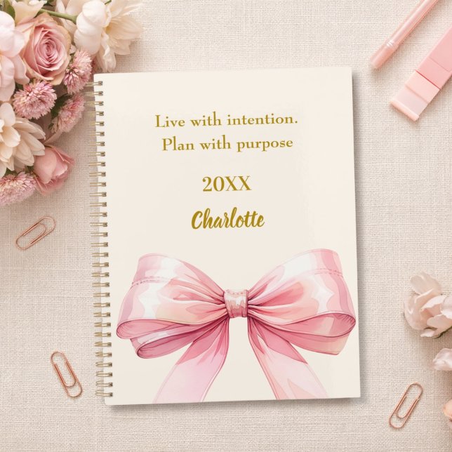 Pink bow beige cream quote 2027 planner (Creator Uploaded)