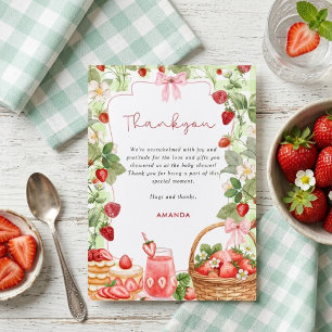 Pink Bow Berry Sweet Strawberries Baby Shower Invitation