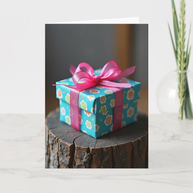 Pink Bow Birthday Gift Card (Front)