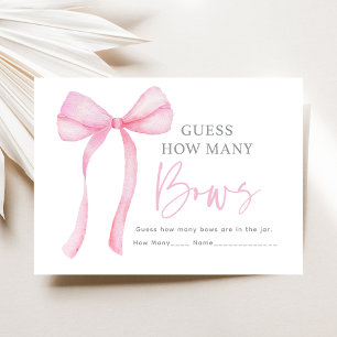 Pink Bow Birthday Guess How Many Game Enclosure Card