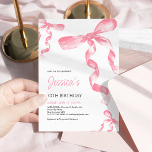 Pink Bow Birthday Invitation