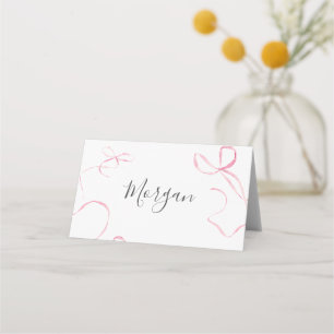 Pink bow Birthday Invitation, Preppy Girl Birthday Place Card