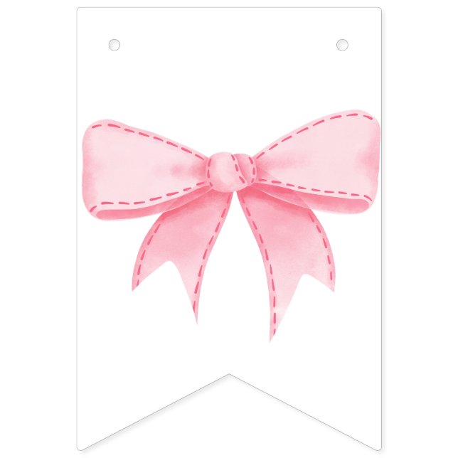 pink bow birthday streamers bunting  (First Flag)