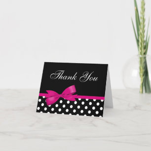 Pink Bow Black Polka Dots Thank You