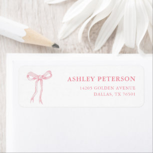 Pink Bow Blush Bridal Shower Return Address