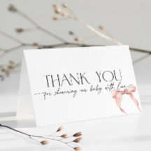 Pink Bow Blush Coquette Baby Shower Thank You