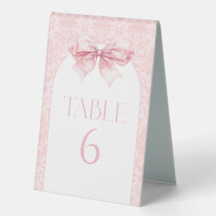 Pink Bow Boho Arch Baby Girl Shower Table Numbers