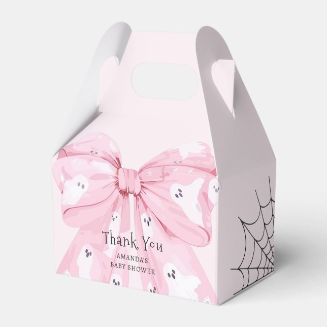 Pink Bow Boo Halloween Baby Shower Favour Box (Front Side)