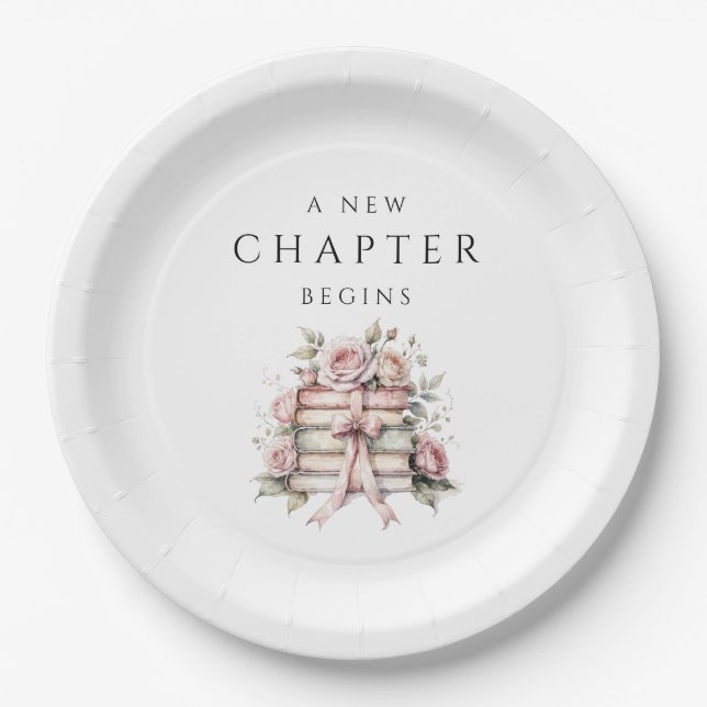 Pink Bow Book Baby Shower Paper Plate (Front)
