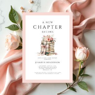 Pink Bow Books A New Chapter Begins Baby Shower Invitation