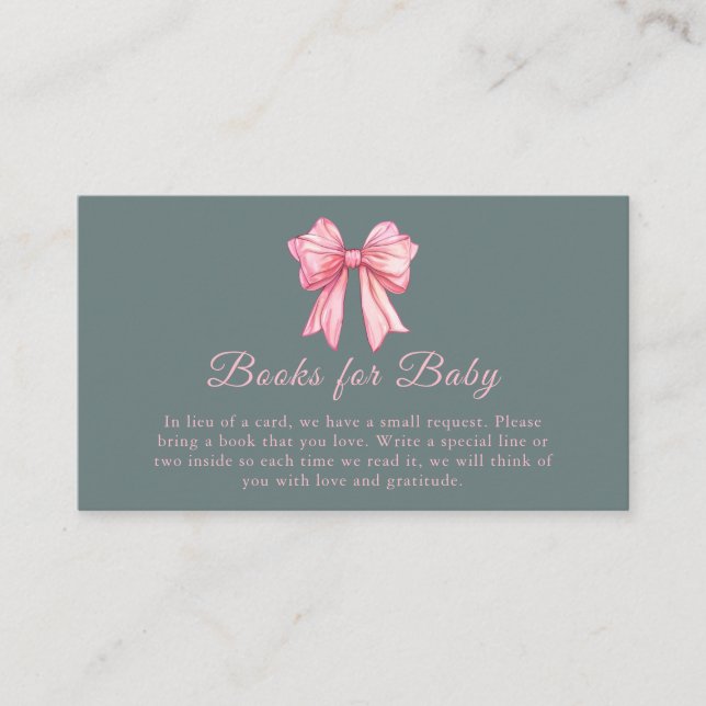 Pink Bow Books Baby Shower Enclosure Card (Front)
