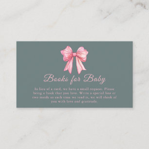 Pink Bow Books Baby Shower Enclosure Card