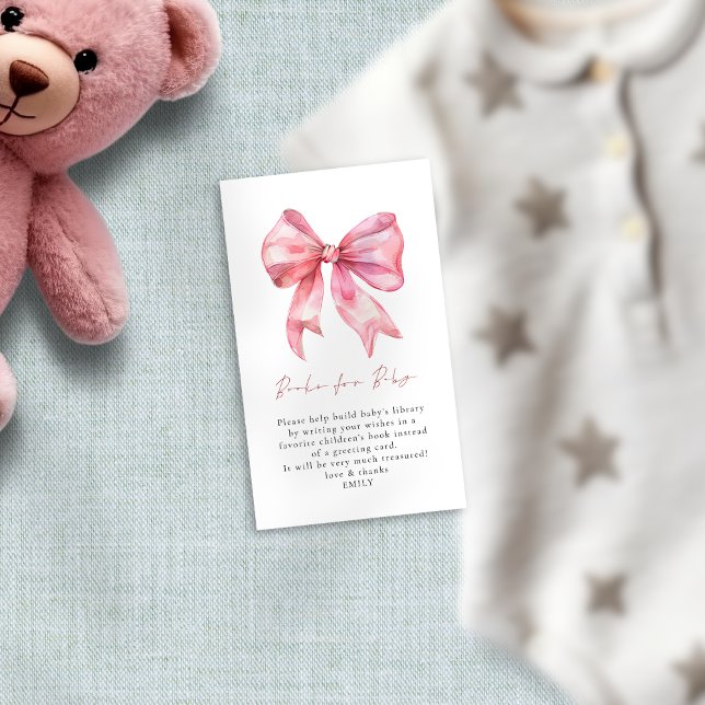 Pink Bow Books for Baby Shower  Enclosure Card (Creator Uploaded)