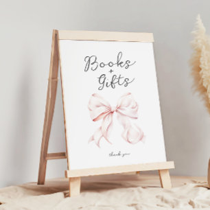 Pink Bow Books for Baby Table Sign