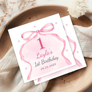 Pink Bow Boutique 1st Birthday Party  Napkin