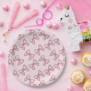 Pink Bow Bridal Shower/Bachelorette Party Paper Plate