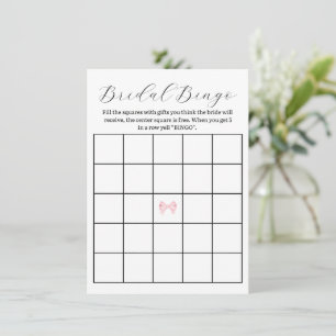 Pink Bow Bridal Shower Bingo Game – Printable Card