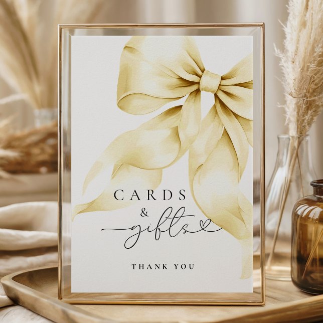 Pink Bow Bridal Shower Cards & Gifts Table Sign (Creator Uploaded)