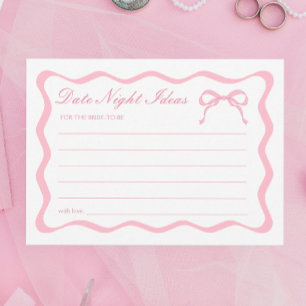 Pink Bow Bridal Shower Date Night Ideas Card