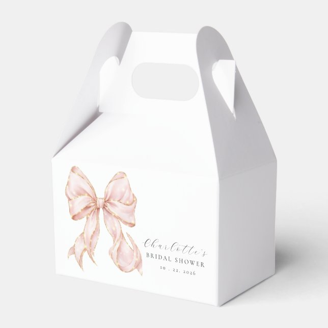Pink Bow Bridal Shower Favour Box (Front Side)
