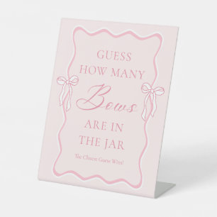 Pink Bow Bridal Shower Guess How Many Bows Pedestal Sign