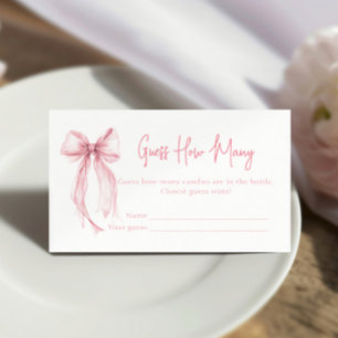 Pink Bow Bridal Shower Guess How Many Game Enclosure Card
