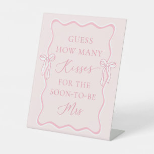 Pink Bow Bridal Shower Guess How Many Kisses Pedestal Sign
