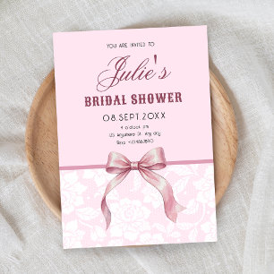 Pink Bow bridal shower Invitation
