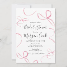 Pink bow Bridal Shower Invitation, Tied the Knot 