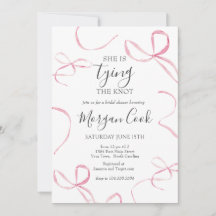 Pink bow Bridal Shower Invitation Tying the Knot 