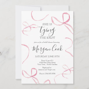 Pink bow Bridal Shower Invitation Tying the Knot 