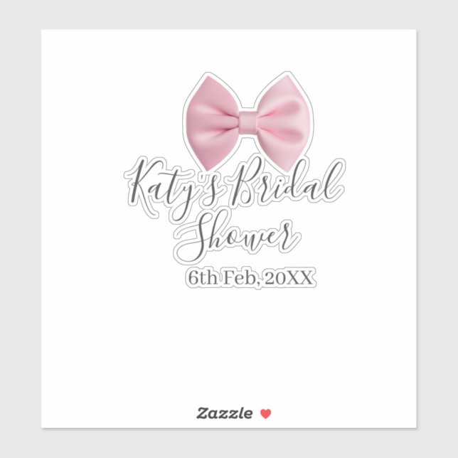 Pink bow bridal shower name date pastel stylish te (Sheet)