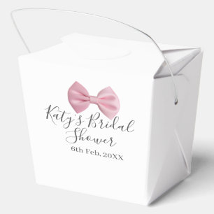 Pink bow bridal shower name date pastel stylish te favour box