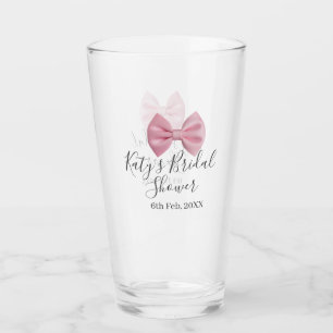 Pink bow bridal shower name date pastel stylish te glass