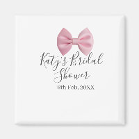 Pink bow bridal shower name date pastel stylish te