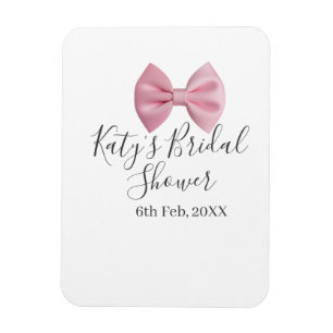 Pink bow bridal shower name date pastel stylish te magnet