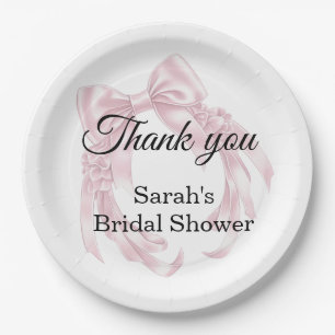 Pink Bow Bridal Shower  Paper Plate
