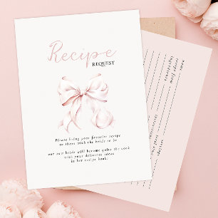Pink Bow Bridal Shower Recipe Enclosure Card