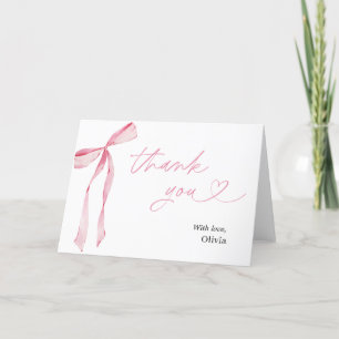 Pink Bow Bridal Shower Thank You Card