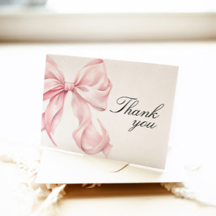 Pink Bow Bridal Shower Thank You Card