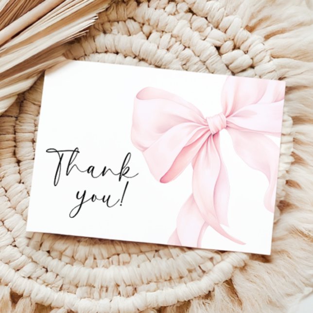 Pink Bow Bridal Shower Thank You Card (Creator Uploaded)