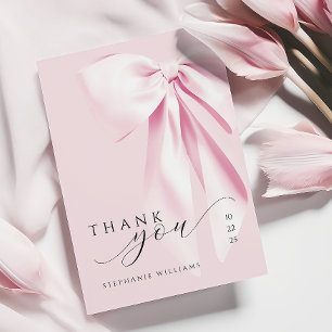 Pink Bow Bridal Shower Thank You Card