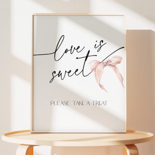 Pink Bow Bridal Shower Tie the Knot Love is Sweet Pedestal Sign
