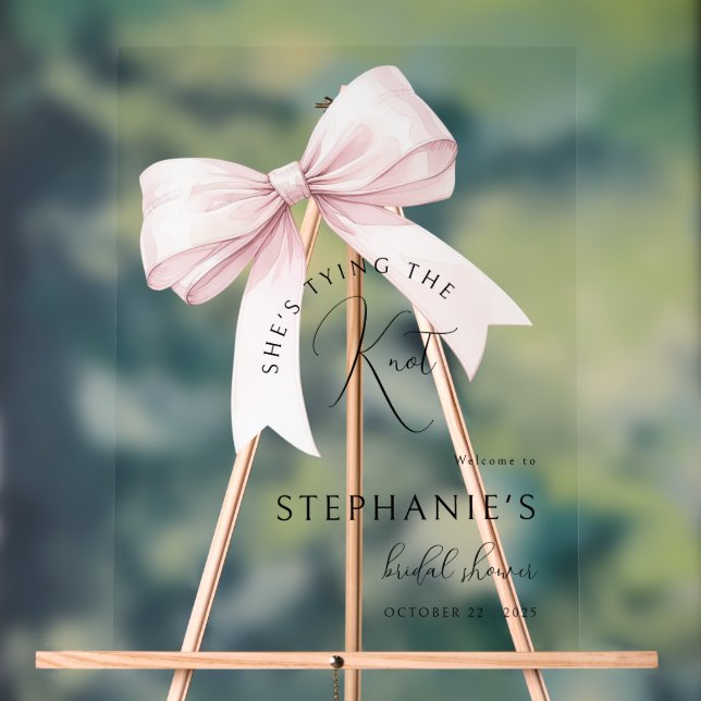 Pink Bow Bridal Shower welcome  Acrylic Sign (Neutral)