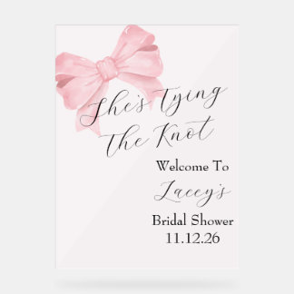 Pink Bow Bridal Shower Welcome Sign